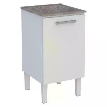 Imagem de Gabinete Para Lavanderia Em Aço Com Tanque Surubim Branco