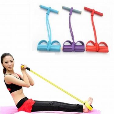 Imagem de Extensor 4 tubos Academia em Casa Tonificação Pilates Fit Puxe Elastic