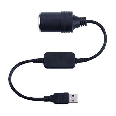 Imagem de Adaptador de isqueiro USB – iGreely USB A macho para 12 V tomada de isqueiro de carro fêmea cabo conversor 30 cm