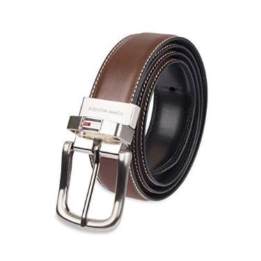 Imagem de Tommy Hilfiger Cinto masculino reversível com fivela rotativa dois em um, Marrom/Preto Casual, 40