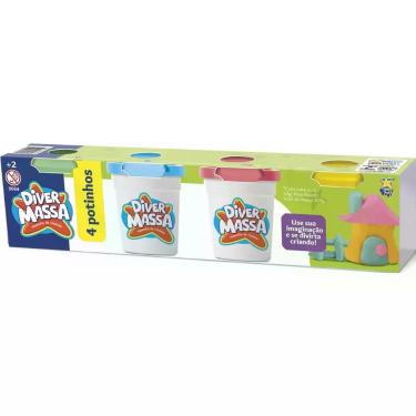 Imagem de Massinhas de Modelar Diver Massa Kit C 4 Potes de 50g para Coordenação Motora e Criatividade Divertoys