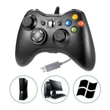 Imagem de Controle Com Fio Preto Compatível Com Xbox 360 - Single