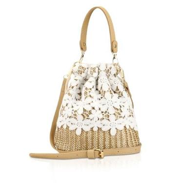 Imagem de Bolsa de mão de bambu, bolsa de praia meia lua, bolsa de renda de palha bolsa tiracolo de viagem bolsa tiracolo bolsa transversal para mulheres