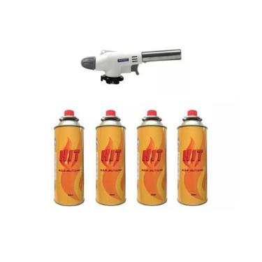 Imagem de Kit 1 Maçarico 4 Refil Culinário Artesanato Multiuso Branco - Ferimte