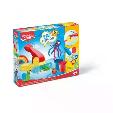 Imagem de Massa de Modelar Infantil Creativ Pat Dough Set 907215 Kit com 4 Potes 125G, 12 Acessórios e Extrusora Maped