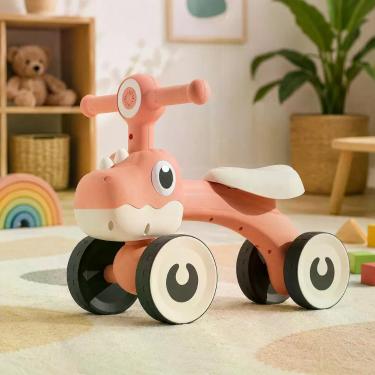 Imagem de Bicicleta de Equilíbrio Balance Bike Dino Infantil Aro 10 1 a 3 Anos Freio a Pé com Luz Marrom Unitoys