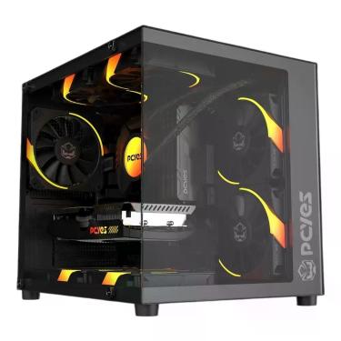 Imagem de Gabinete Gamer Forcefield Mini Black Vulcan GFFMNBV Mini-Tower Micro ATX Vidro Temperado Preto Pcyes