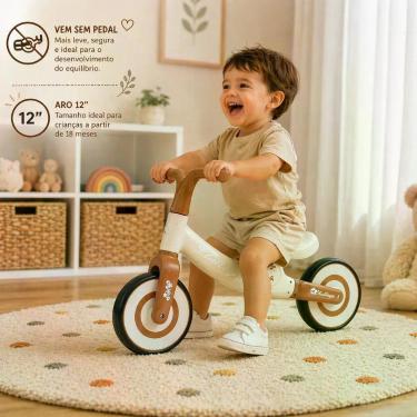 Imagem de Bicicleta de Equilíbrio Infantil sem Pedal Aro 12 Bege