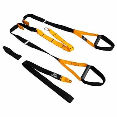 Imagem de Fita de Suspensão Muvin - Faixa de Resistência - Fita de Treinamento Suspenso - Elástico para Exercícios - Tamanho Ajustável e Fácil de Ancorar - Treinamento Funcional - Peso do Corpo, Preto/Amarelo