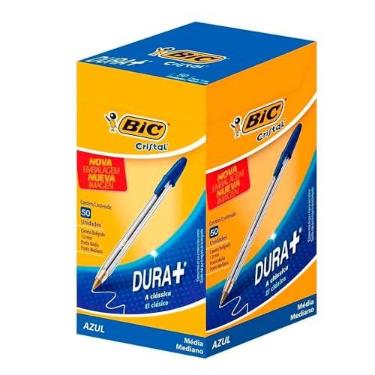Imagem de Caneta Bic Azul Cristal Dura Mais – Ponta Esferográfica Média de 1.0mm. Escrita Macia e Cor Intensa