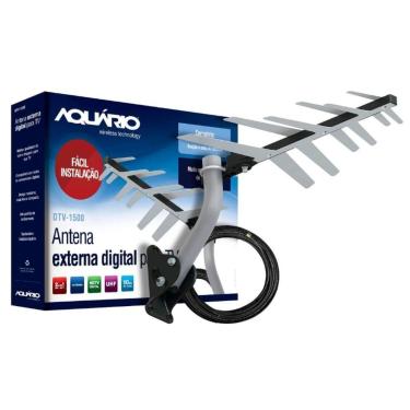 Imagem de Antena Aquário DTV-1500 Externa Digital 2 em 1 HDTV/UHF C/ Cabo 10m Su
