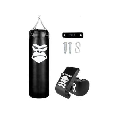 Imagem de Kit Boxe Saco de Pancada 100 cm + Luva Bate Saco Muay thai + Suporte de Teto em Aço Zincado Gorilla