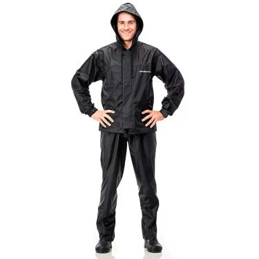 Imagem de Capa De Chuva Para Motoqueiro Pantaneiro Nylon Com Capuz, Preto, GG