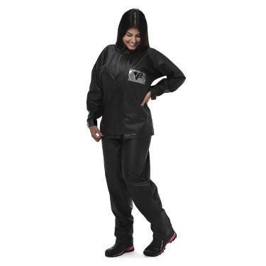Imagem de Conjunto Capa De Chuva Pvc Feminina Pantaneiro Moto Motoboy, Preto, EX