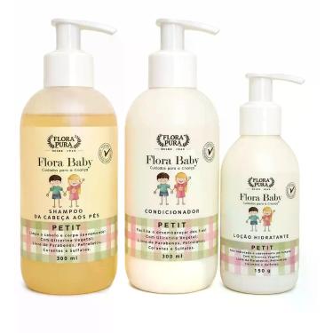 Imagem de Kit Shampoo Condicionador Loção Infantil Flora Baby Petit - Flora pura