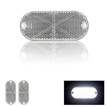 Imagem de Refletor autoadesivo oval 114 x 50 mm de segurança à prova d'água para garagem caixa de correio árvores trailer para-lama branco