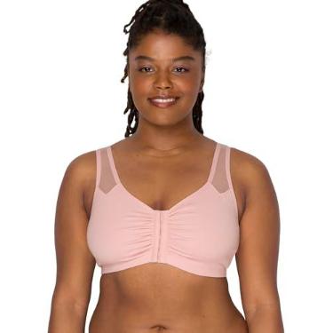 Imagem de Fruit of the Loom Sutiã esportivo feminino confortável com fecho frontal com alças de malha, Rosa rosada, 34