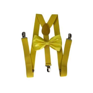 Imagem de 5 Kits Suspensório + Gravata Borboleta Adulto - STYLESTORE, Amarelo, I