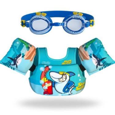 Imagem de Kit Infantil Boia e Colete SalvaVidas Óculos Natação Criança Praia e P