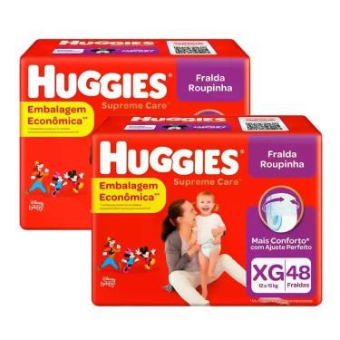Imagem de Kit 2 Fralda Roupinha Huggies Supreme Care Tamanho XG Pacote Hiper 48