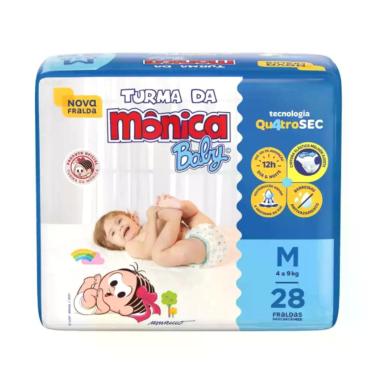 Imagem de Fralda Turma da Mônica Baby - Tam M - 28 Fraldas - ATACADO BARATO