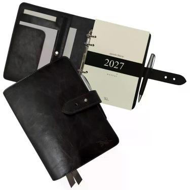 Imagem de Agenda Diária Couro 2027 330-R Raffai Couros, Preto