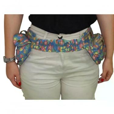 Imagem de Pochete Feminina Zup Bags Waist Bag em Algodão Azul Floral para Mulher