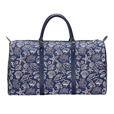 Imagem de Signare Bolsa esportiva grande de tapeçaria, feminina durante a noite, bolsa esportiva para academia, bolsas de viagem para adolescentes, meninas e mulheres, Concha, onesize