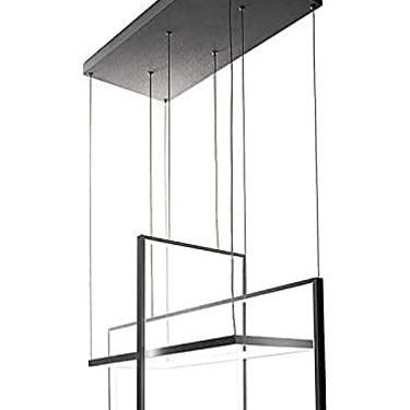 Imagem de Lâmpada Pendente Led Moderna Para Sala De Estar, Design Retangular, Lâmpada Suspensa Branca, Preta, Dentro Do Quarto, Lustre Regulável Com Controle Remoto, Alumínio, Para Cozinha, Restaurante, Hot