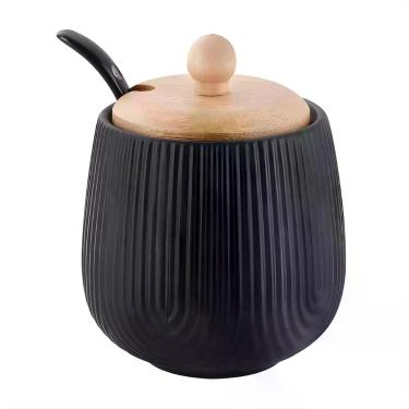 Imagem de Açucareiro com Colher Oásis 360ml Preto Moderno - Etilux