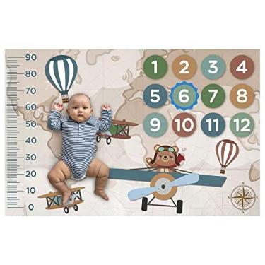 Imagem de Baby Deluxe Tapete Cenario Foto Bebe Mesversario Aviador Ursinho, Bege, Único