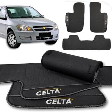 Imagem de Jogo de Tapetes Automotivo Para o Celta 2000 a 2015 Emborrachado Premium Impermeável - 03 Peças