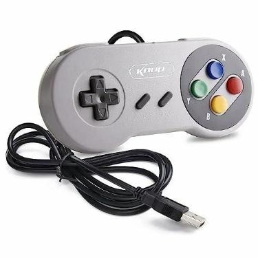 Imagem de Knup Controle Retrô Super Nintendo USB, USB, Compatível com PC, Mac, Linux e Raspberry, Gamepad, Elétrico com fio