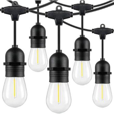 Imagem de Cordão de Luzes Externo IP65 com Prolongador Varal 15 Metros 15 Soquetes E27 Decoração Festa Casamento Gambiarra