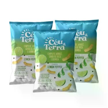 Imagem de Chips De Arroz Lemon Pepper Sem Glúten - Céu & Terra 3 Unidades 40g