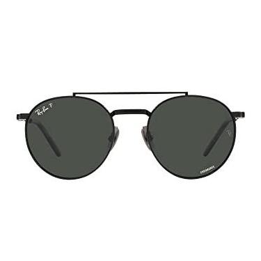 Imagem de Ray-Ban Óculos de sol redondos de titânio Rb8237, Preto/Cinza Escuro Polarizado, 50 mm