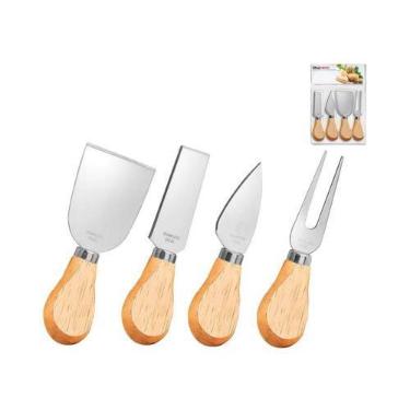 Imagem de Kit De Utensílios Para Queijo Inox 4 Peças Gourmet Jogo - Unihoome