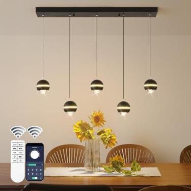 Imagem de ORANOOR Luminárias Pendentes Modernas De Led Oranoor, Lustre Cristal Globo Regulável 36 Pol., Suspensas Pretas E Douradas Para Sala Jantar, Ilha Cozinha Linear Mesa (3500 Lm)