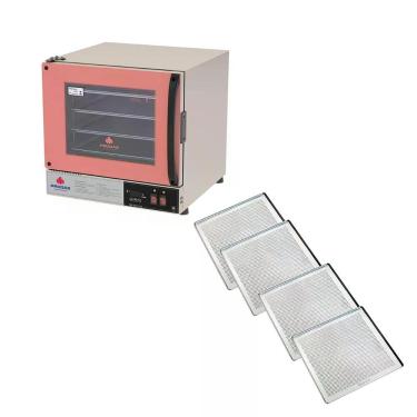 Imagem de Kit Forno Turbo Elétrico Progás PRP-004 Plus Aço Inox Rosa 220V com 4 Assadeiras de Alumínio