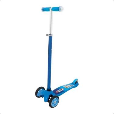 Imagem de Patinete Infantil 3 Rodas, Altura Ajustável 74-88cm, Base Antiderrapante, Guidão 4 Alturas, Freio Traseiro, Suporta 40kg, (Azul)