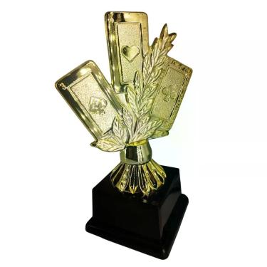 Imagem de Troféu 600023 Baralho 17cm em Polímero Metalizado Dourado com Base Quadrada Preto Vitória