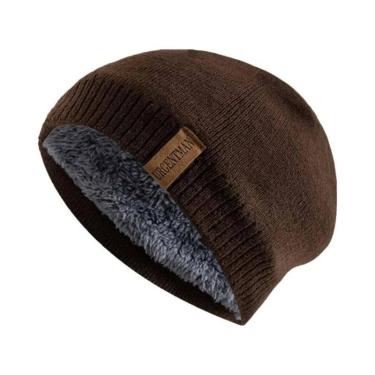 Imagem de Gorro De Inverno Unissex Em Cor Sólida, Tricotado, Quente, Forrado Com