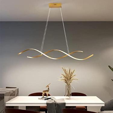 Imagem de Altura ajustável 120 cm Lustre LED moderno para sala de jantar Bar Cozinha decoração de sala Trabalho Pendurado Lustre luminárias (Dourado)