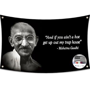 Imagem de Bandeira de Probsin Gandhi Bandeira de 9 x 1,5 m, Pôster Divertido com Resistência UV Desvanecimento e Bandeira de Parede de Caverna Masculina Durável com Ilhós de Latão para Decoração de Sala de Faculdade, Ar Livre, Festas, Presente, Porta Traseira