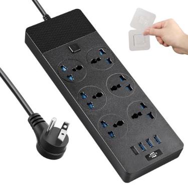 Imagem de Adaptador de alimentação universal, filtro de linha Jumpso 3000w com 4 portas USB (1 USB C), cabo de extensão de 1,8 m com tomadas internacionais, 110-240v, adaptador de tomada de viagem europeu para