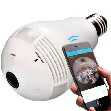 Imagem de Câmera Lâmpada Espiã Ip Wifi Microfone E Alto-falante Visão 360