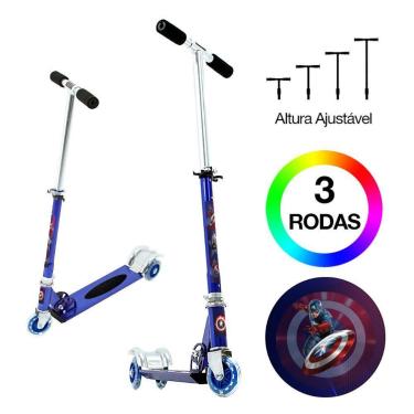 Imagem de Patinete Capitão América Infantil Meninos de Três Rodas Azul - DM Radi