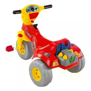 Imagem de Triciclo Tico Mecânico Magic Toys Vermelho Câmbio e Motor c/ Ferrament