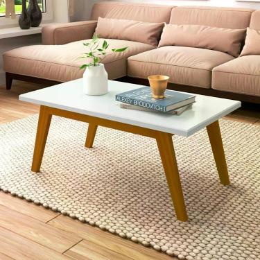 Imagem de Mesa De Centro Com Pés Em Madeira Prism Branco Acetinado - Patrimar