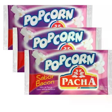 Imagem de Kit 3 Pipoca para Microondas Pop Corn Pachá Sabor Bacon 100g